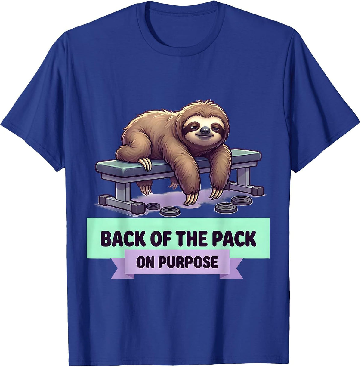 Men's Back Of The Pack On Purpose Cute Kawaii Sloth Lover Humor T-Shirt - Royal Blue