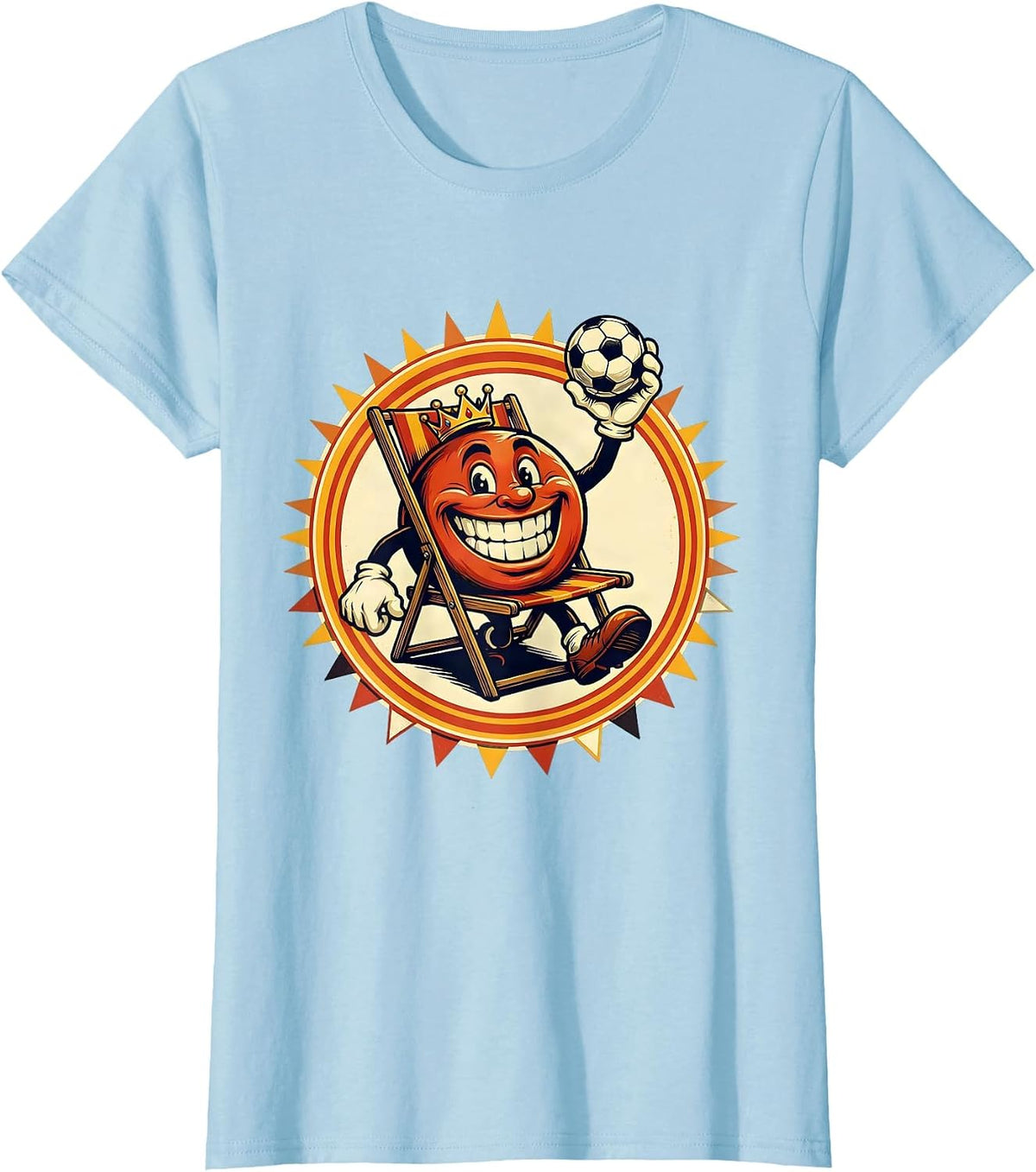 Women's Soccer Dad Folding Chair Throne Royalty Graphic T-Shirt - Baby Blue