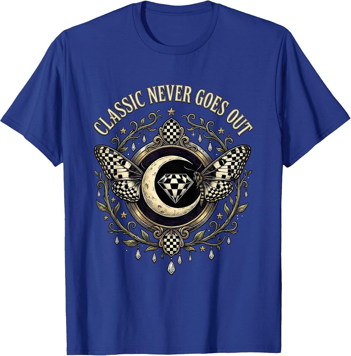 Men's Black and White Checkered Classic Never Goes Out T-Shirt - Royal Blue