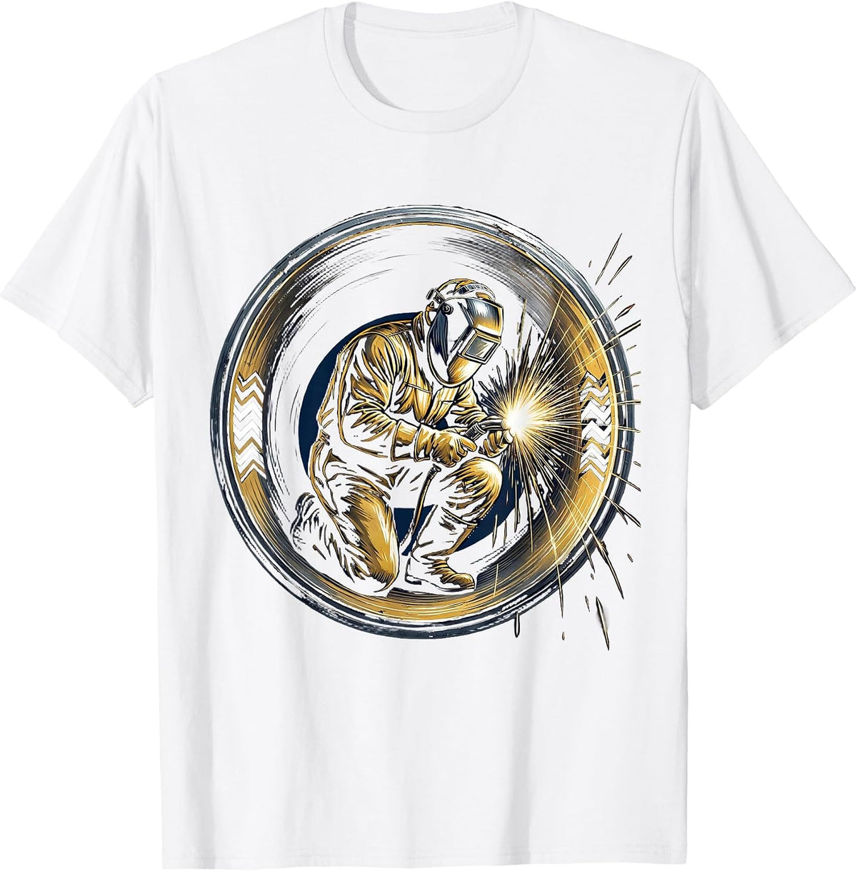 Men's Welder Inside Steel Pipe Graphic Tee T-Shirt - White