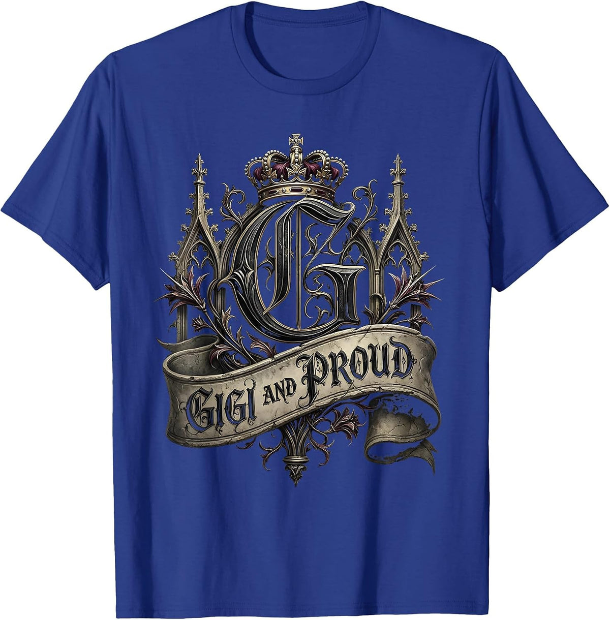 Men's Gigi And Proud Grandma Design T-Shirt - Royal Blue