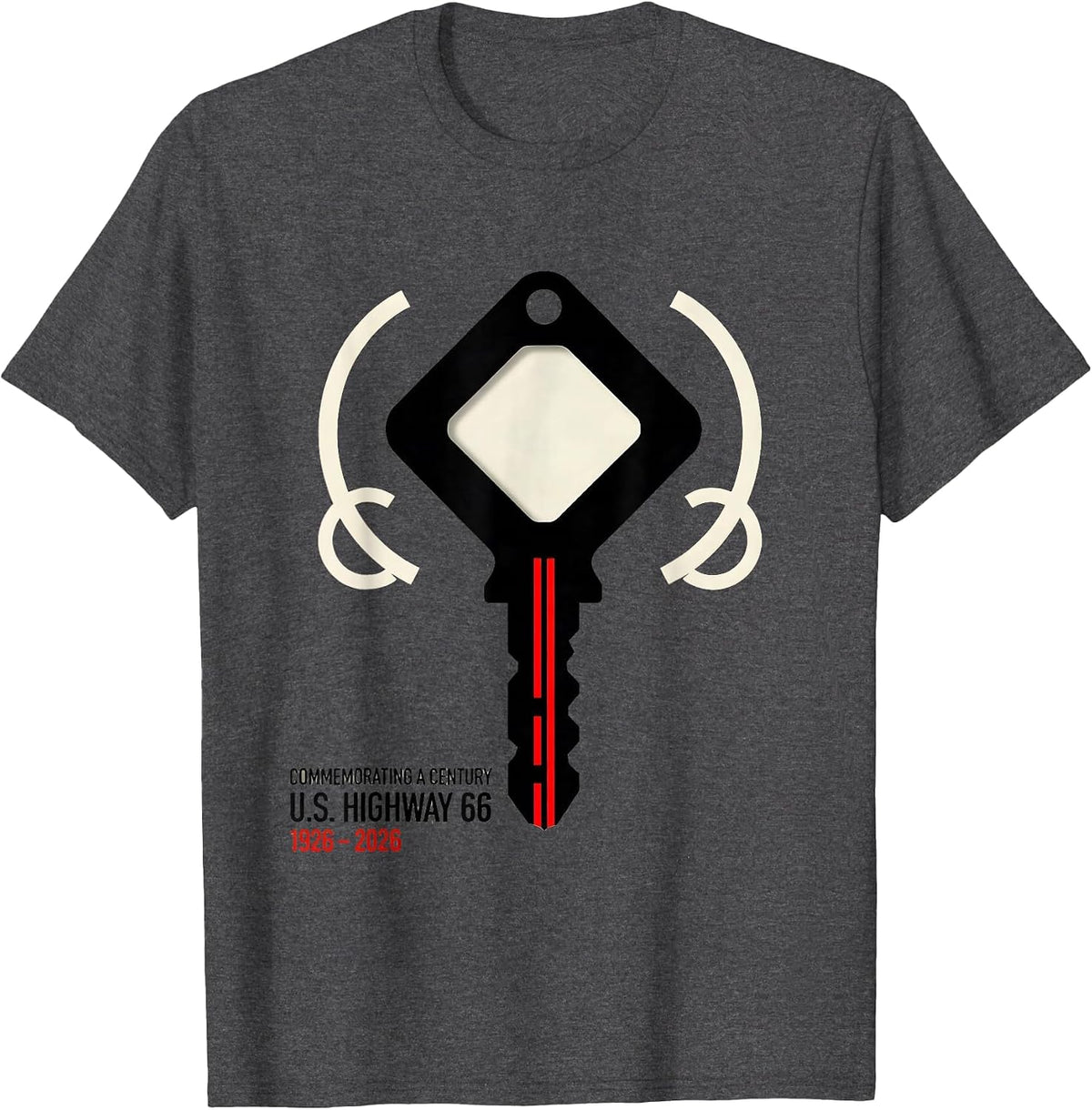 Men's Commemorating A Century — U.S. Highway 66 — 1926-2026 T-Shirt - Dark Heather Grey