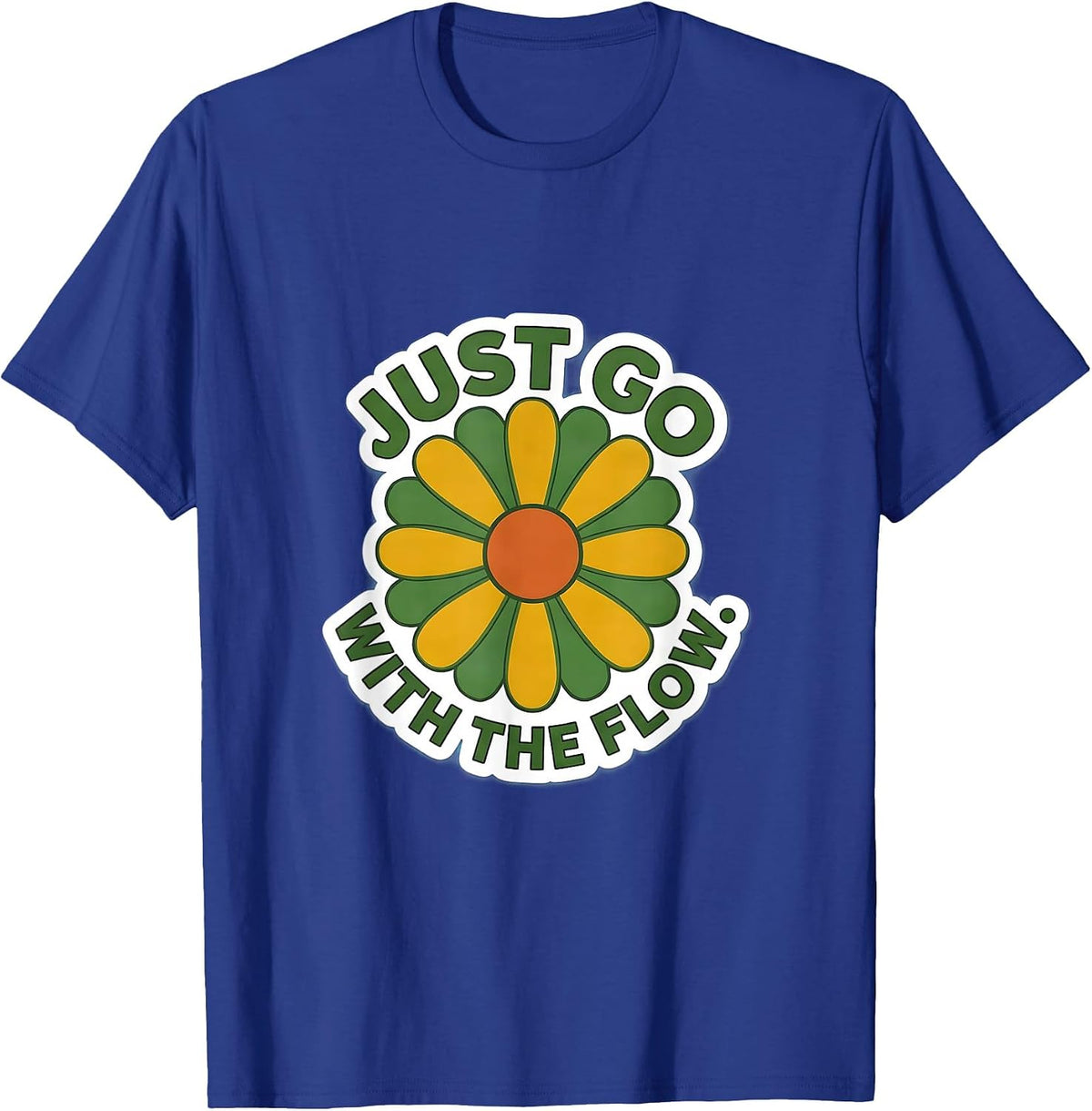 Men's Just Go With The Flow Hippie Vibes Design T-Shirt - Royal Blue