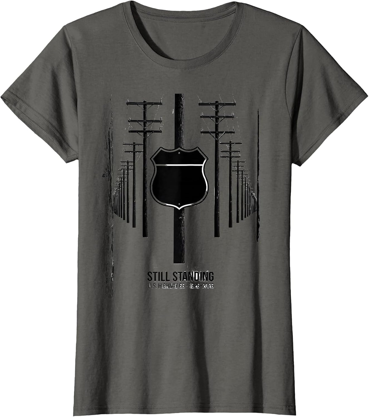 Women's Still Standing, U.S. Highway 66, 1926–2026 Vintage T-Shirt - Asphalt Grey