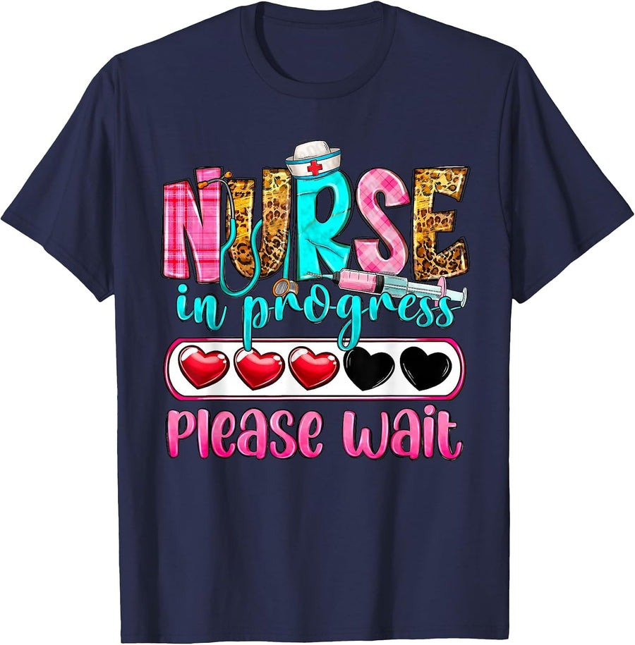 Nurse in Progress Please Wait Nursing School Future Nurses T-Shirt - Navy Blue