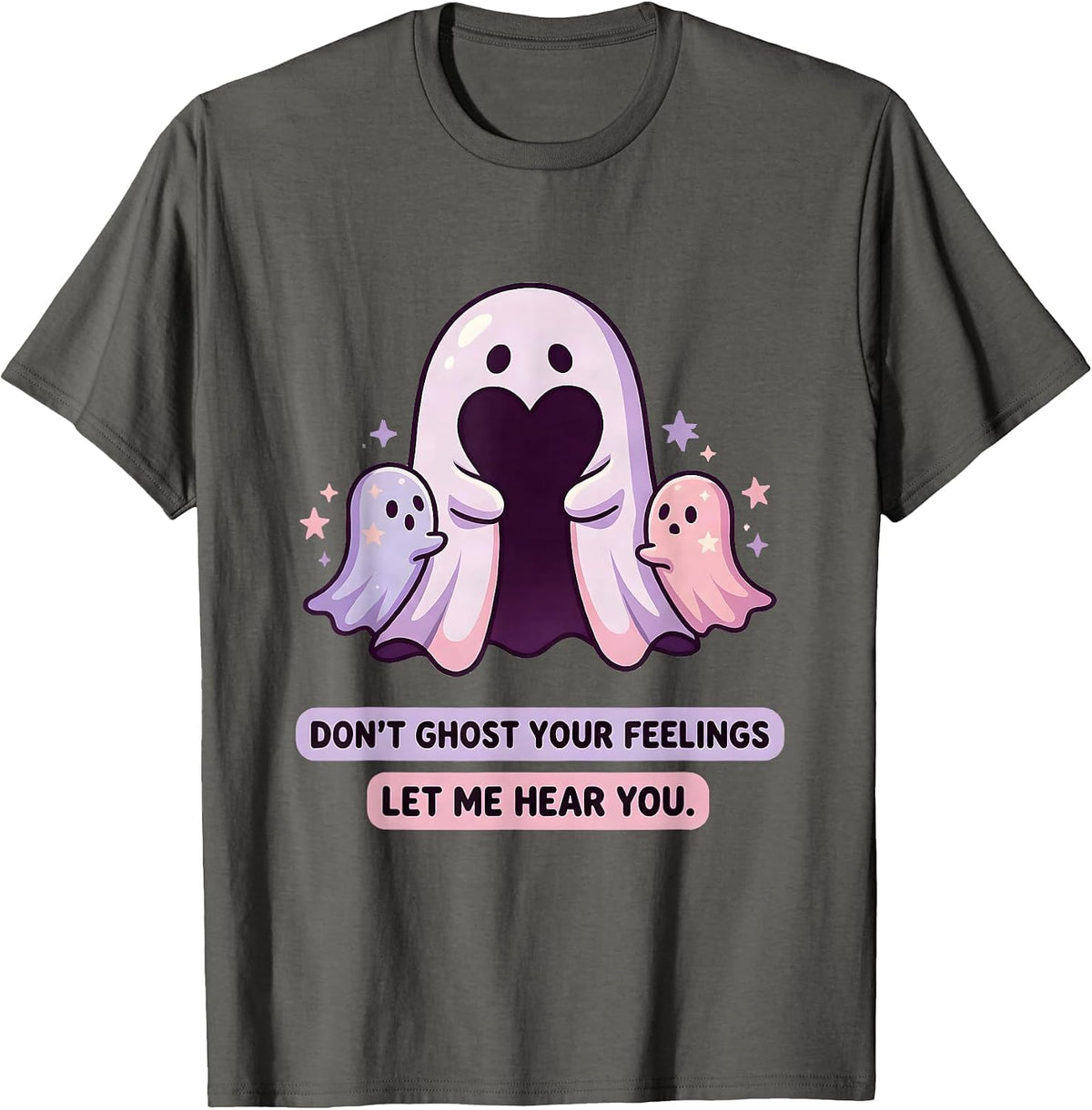 Don't Ghost Your Feelings—Let Me Hear You Kawaii T-Shirt - Asphalt Grey
