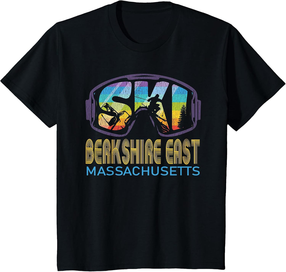 Ski Berkshire East Massachusetts Skiing Vacation T-Shirt - Black