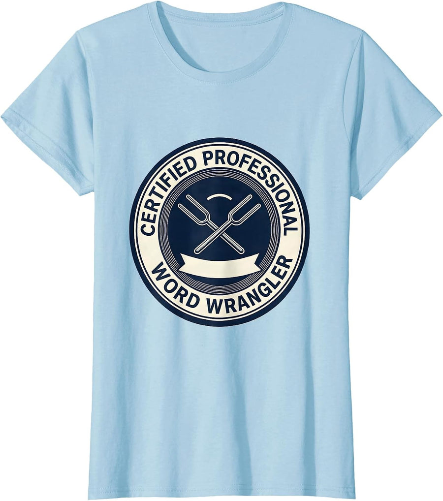 Women's Certified Professional Word Wrangler Retro Floral Speech T-Shirt - Baby Blue