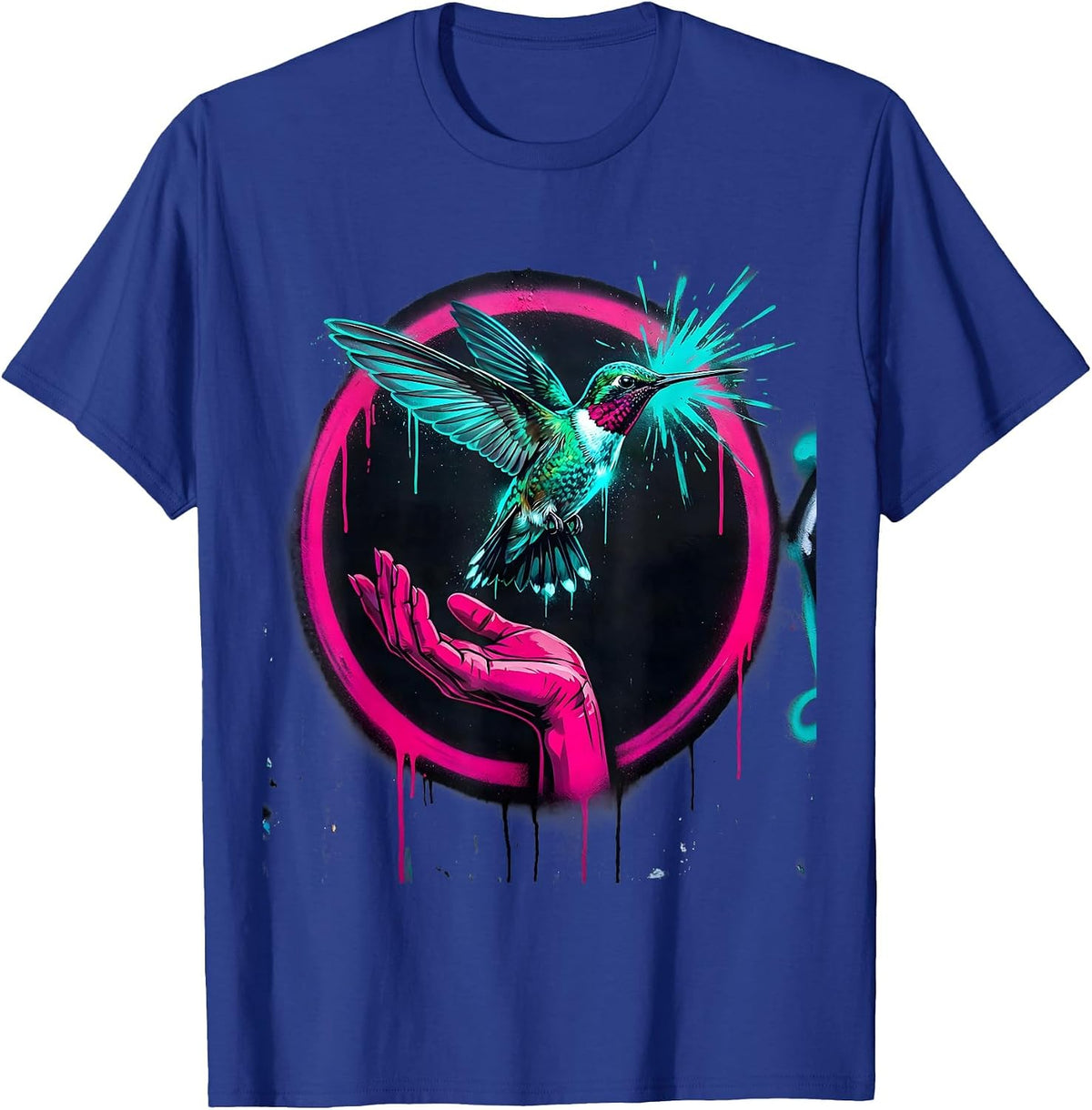 Hummingbird Freedom Open Palm Release Art T-Shirt - Royal Blue