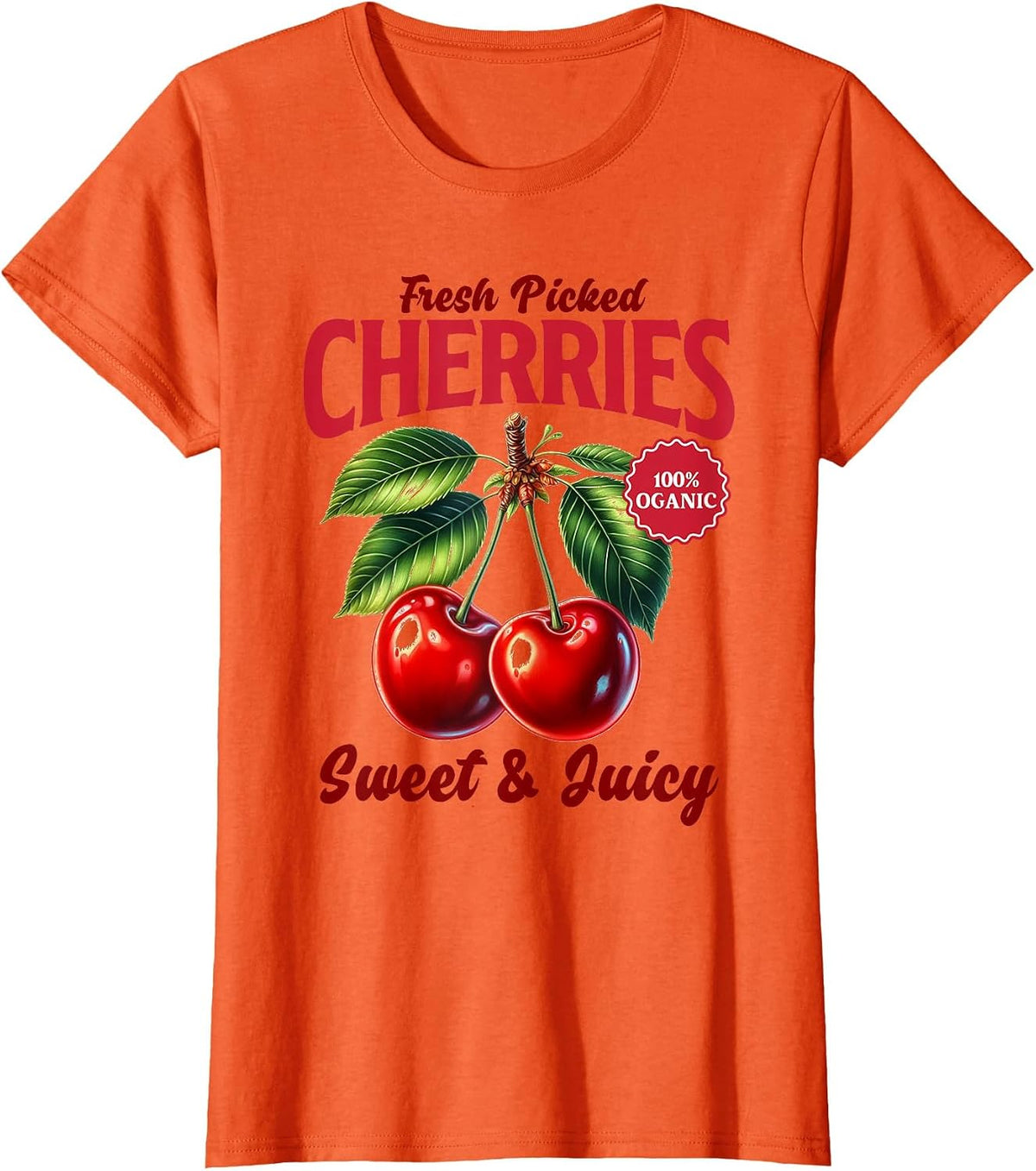 Cherry Farmer's Market Fresh Picked Cherries Cherry Lover T-Shirt - Orange