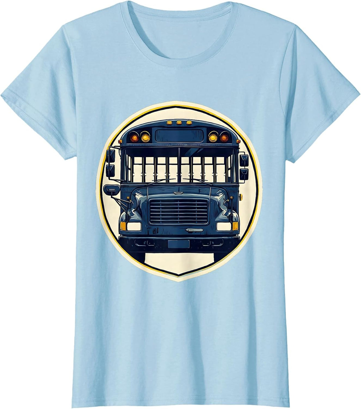 School Bus Driver Linocut Funny Appreciation Gift T-Shirt - Baby Blue