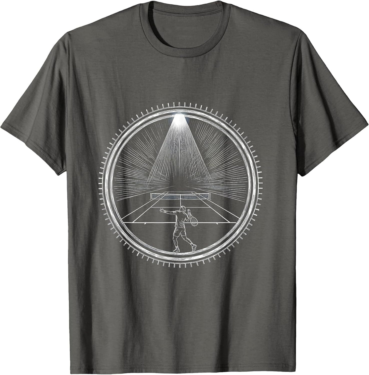 Tennis Spotlight Court Lone Player Graphic T-Shirt - Asphalt Grey