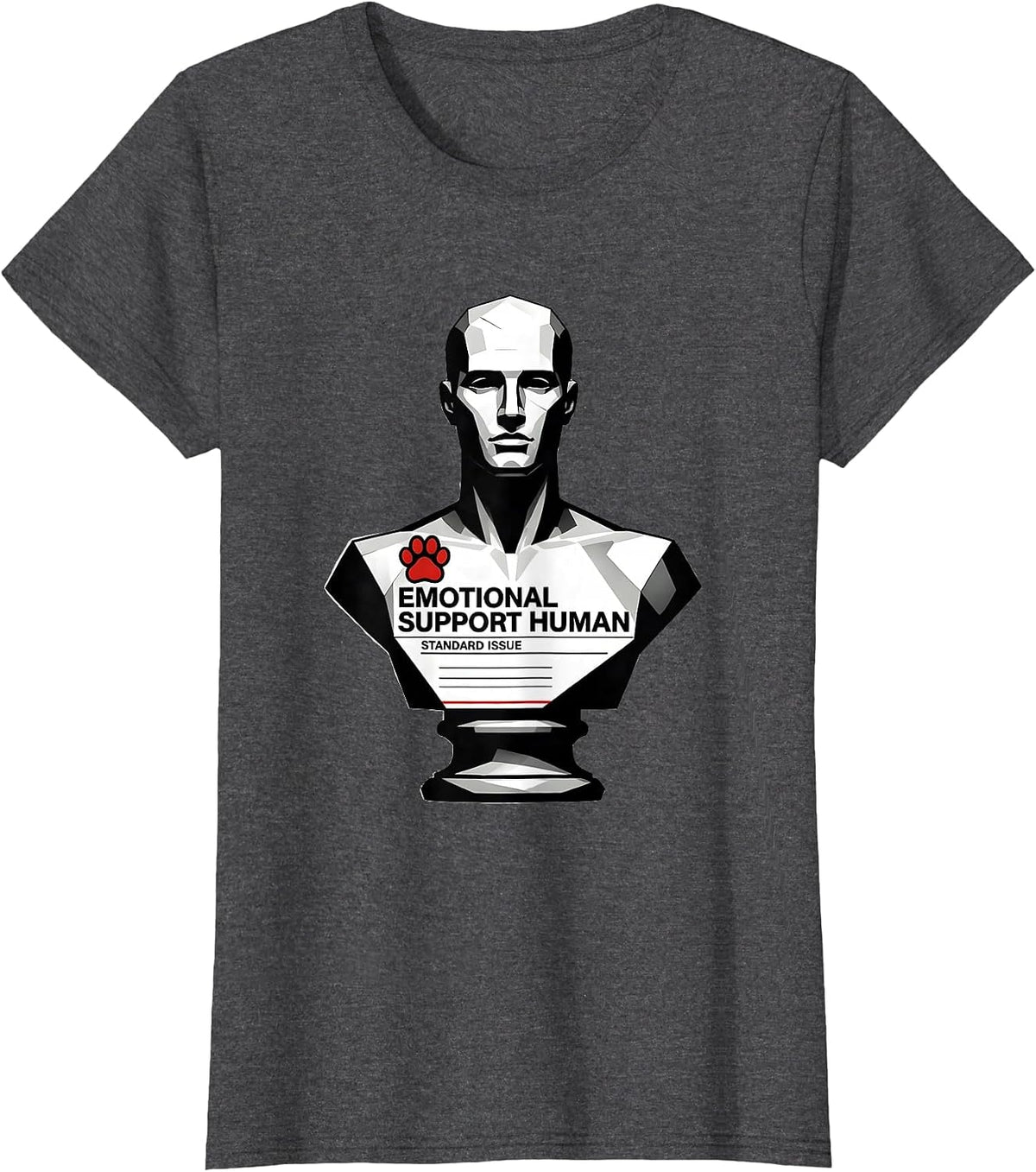 Women's Emotional Support Human, Standard Issue Counselor T-Shirt - Dark Heather Grey