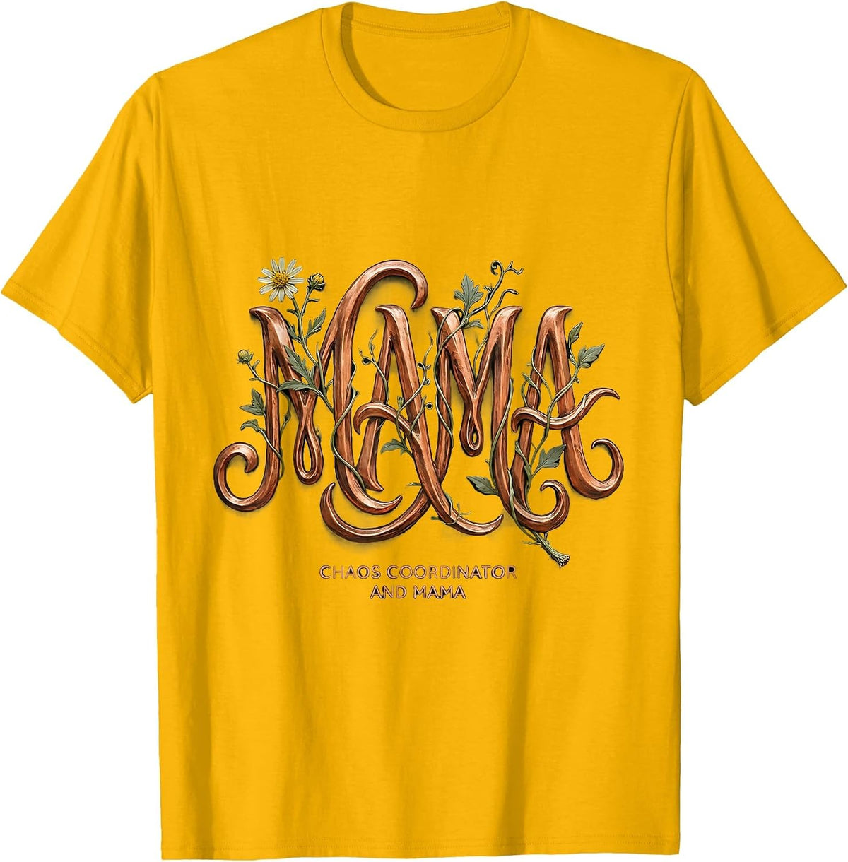 Chaos Coordinator And Mama Graphic Design T-Shirt - Golden Yellow