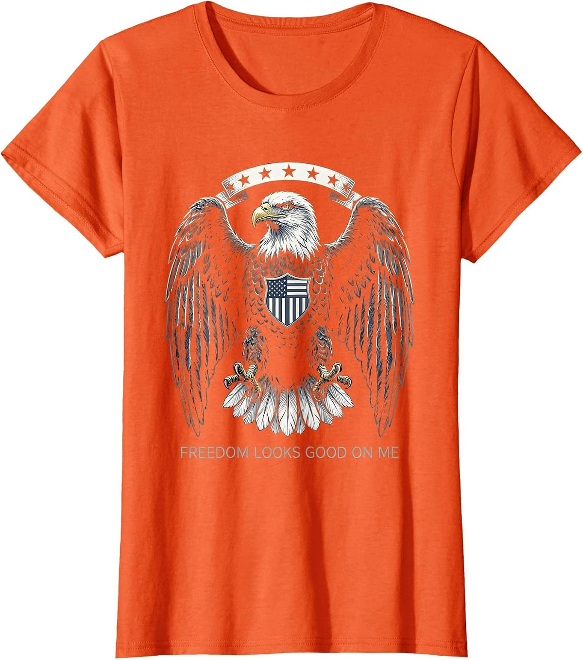 Freedom Looks Good On Me American Flag Design T-Shirt - Orange