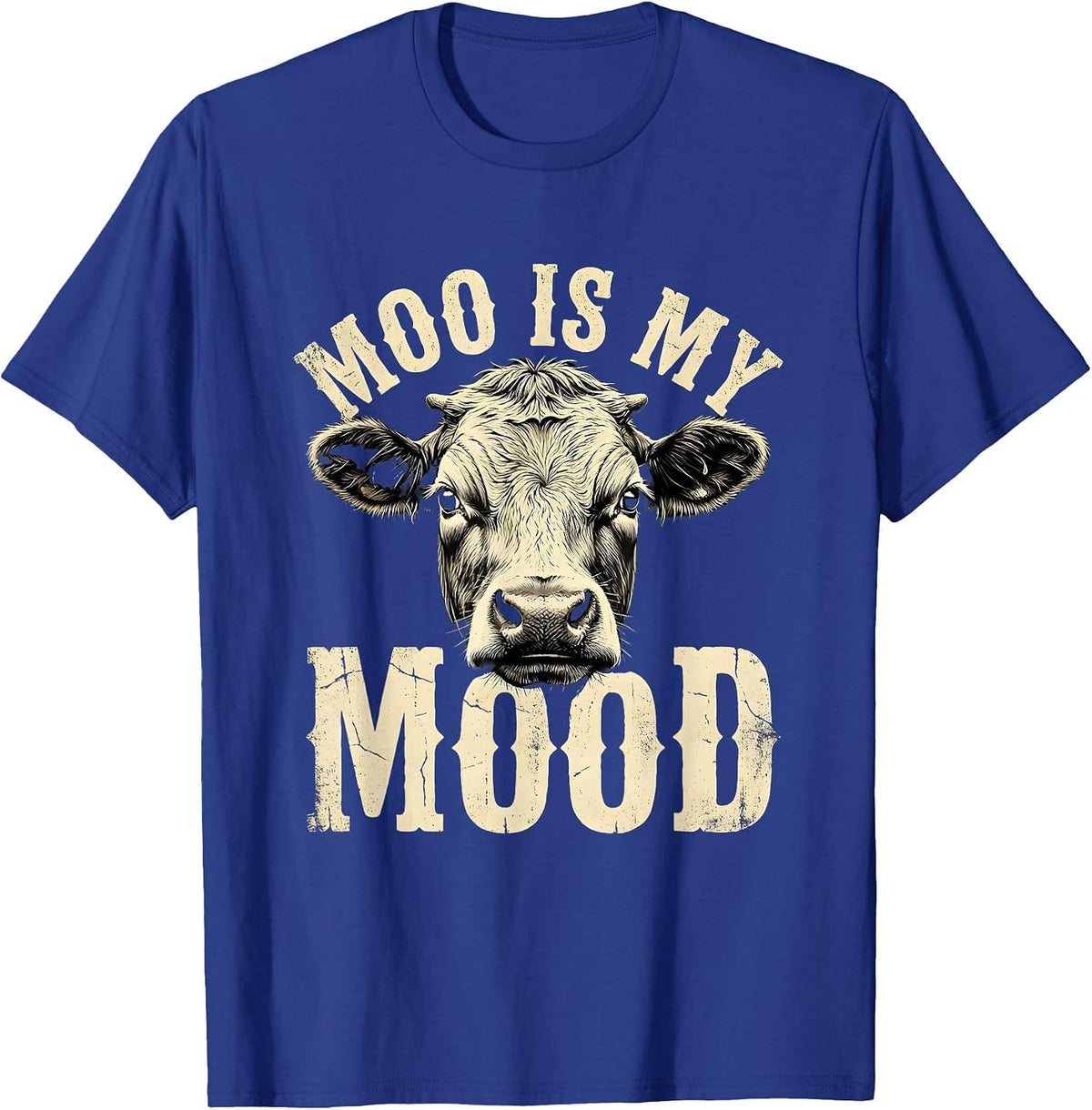 Moo Is My Mood Funny Cow Lover Design T-Shirt - Royal Blue