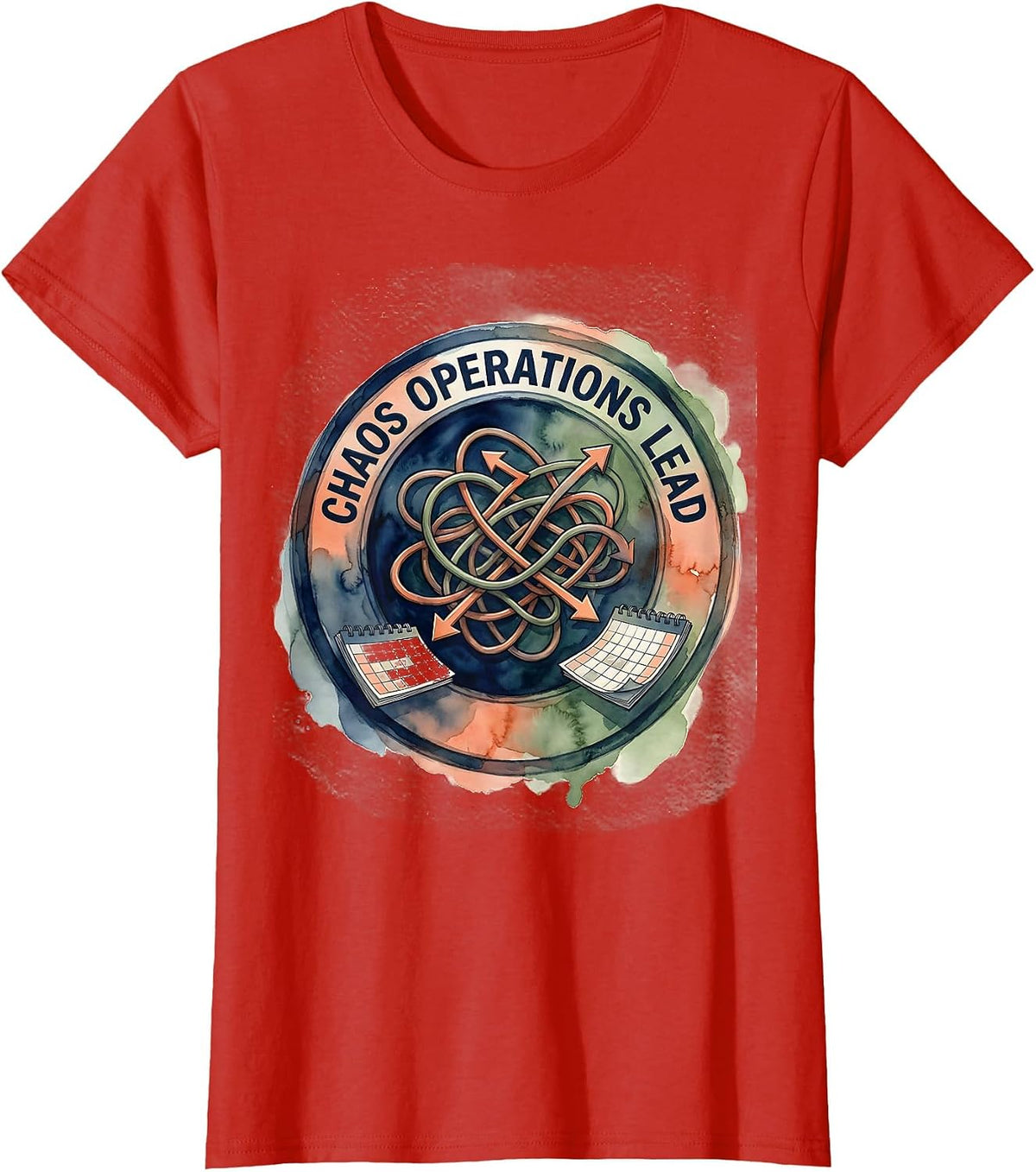 Women's CHAOS OPERATIONS LEAD Funny Sarcastic Humor Novelty T-Shirt - Red