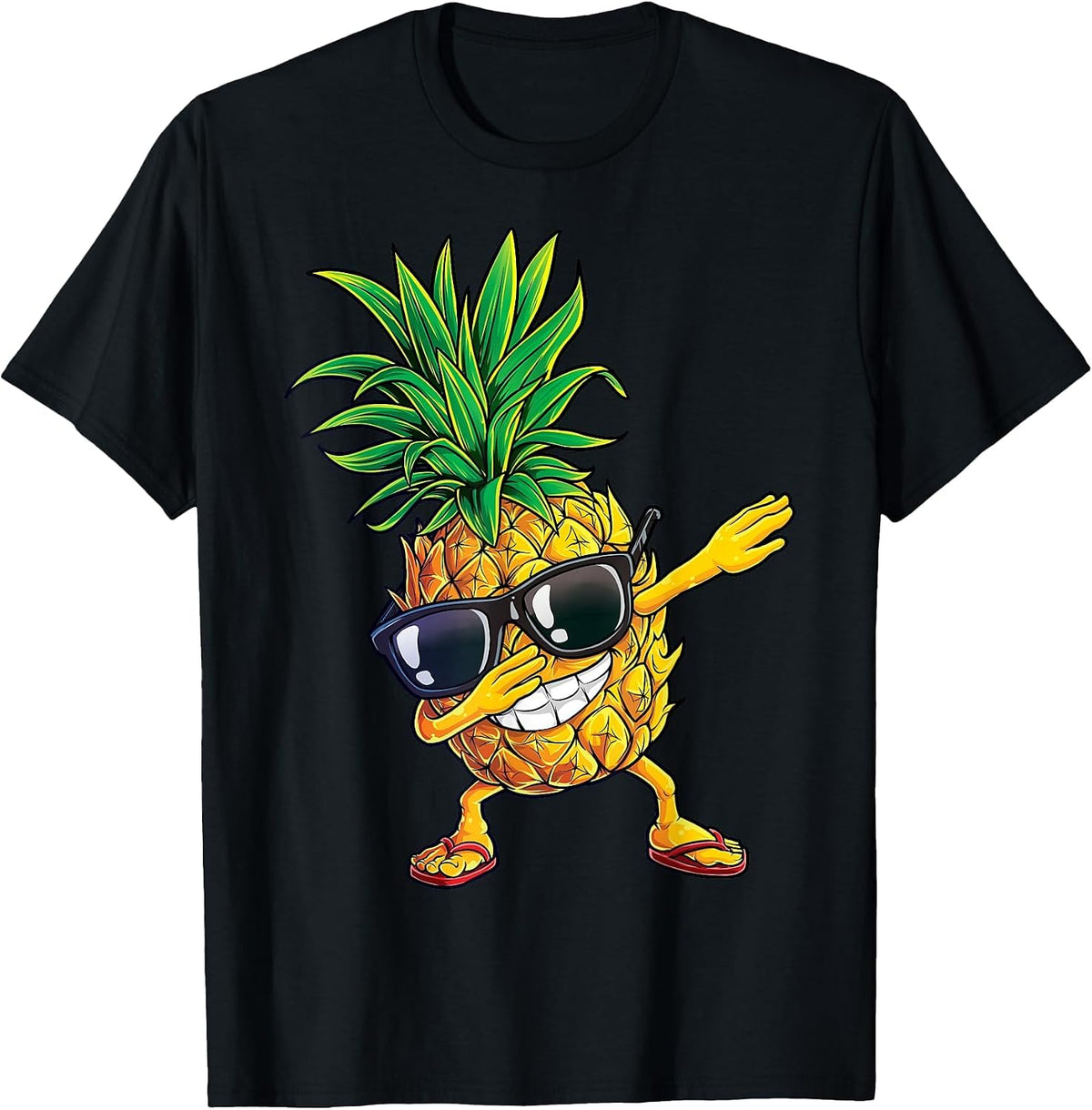 Dabbing Pineapple Sunglasses Aloha Beaches Hawaii Hawaiian T-Shirt - Black