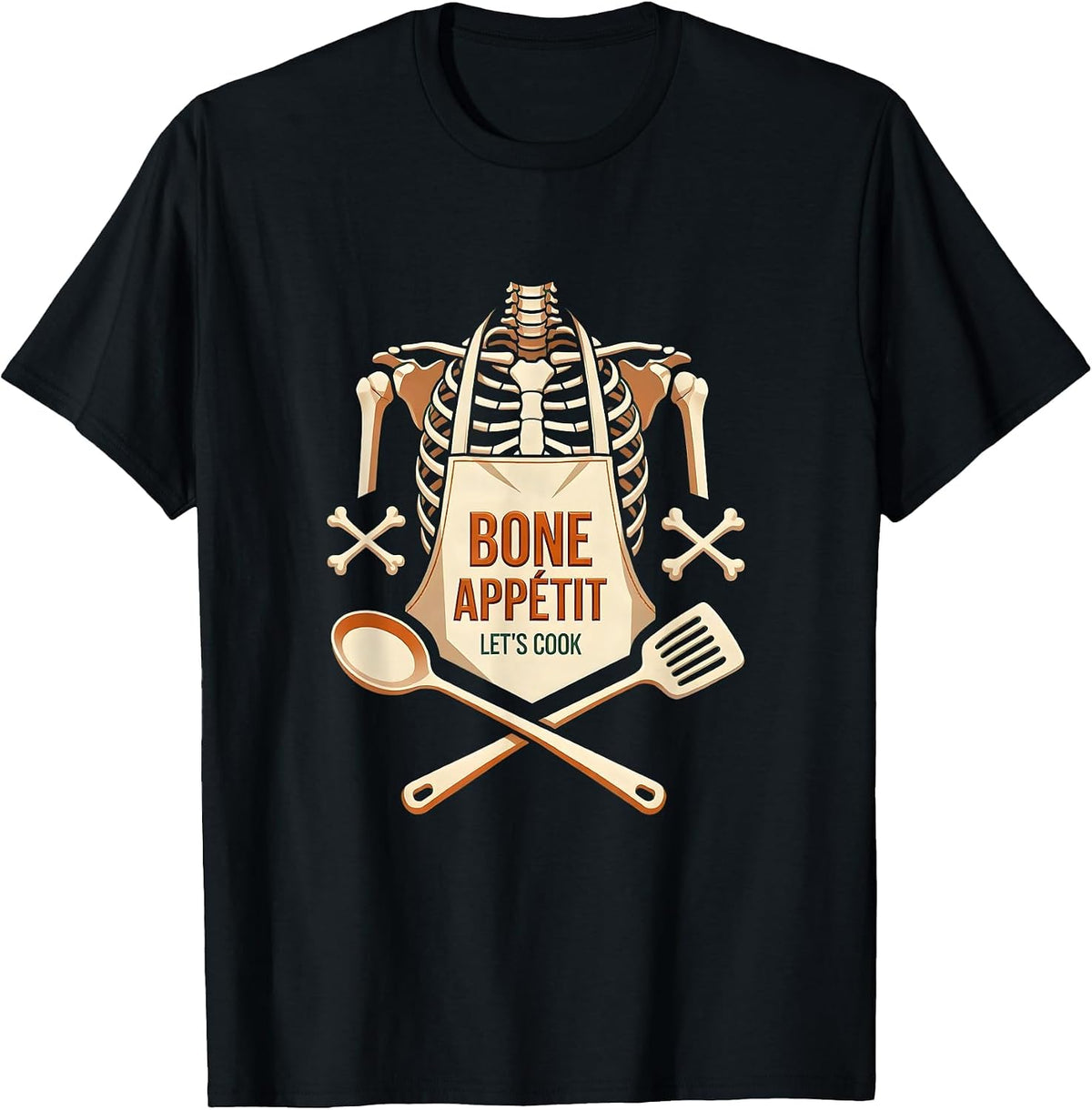 Men's Bone Appetit Halloween Skeleton Chef Design T-Shirt - Black