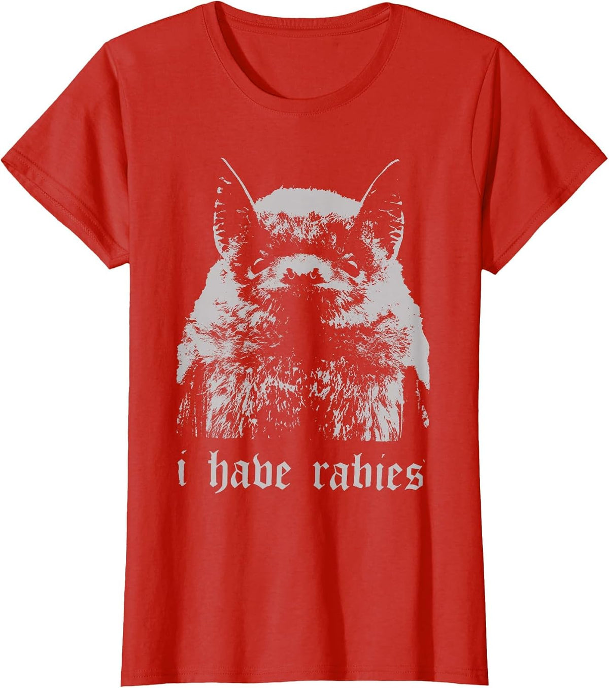 Vintage I Have Rabies Bat Funny Meme Quotes T-Shirt - Red