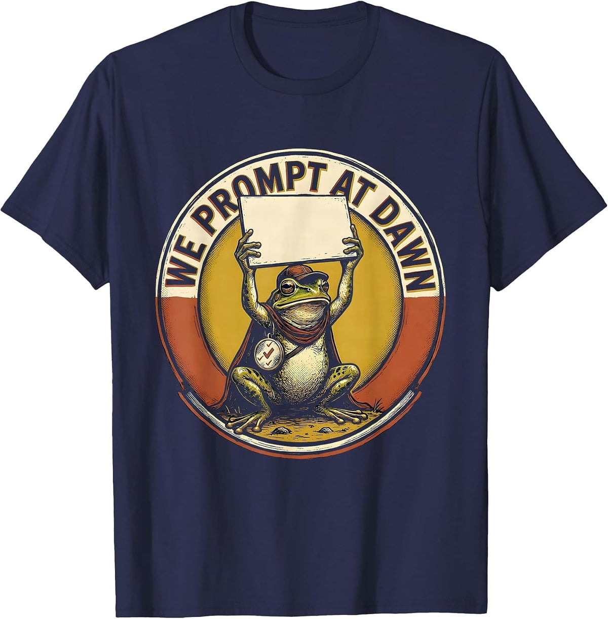 Men's We Prompt At Dawn Funny Frog Teacher Back to School T-Shirt - Navy Blue