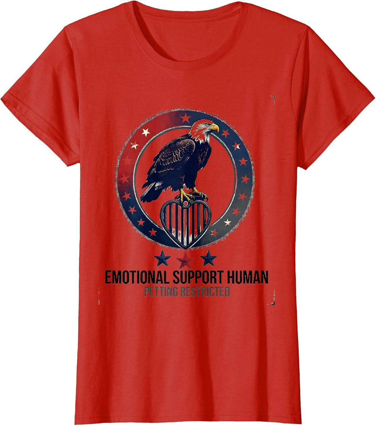 Emotional Support Human Petting Restricted Funny T-Shirt - Red