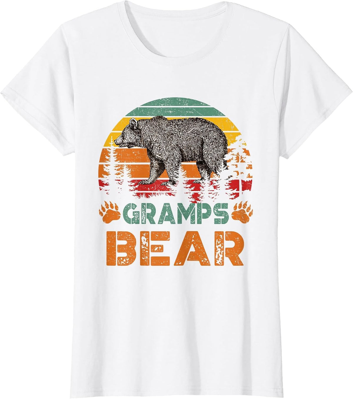 Mens Vintage Gramps Bear T-Shirt Funny Fathers Day T-Shirt - White