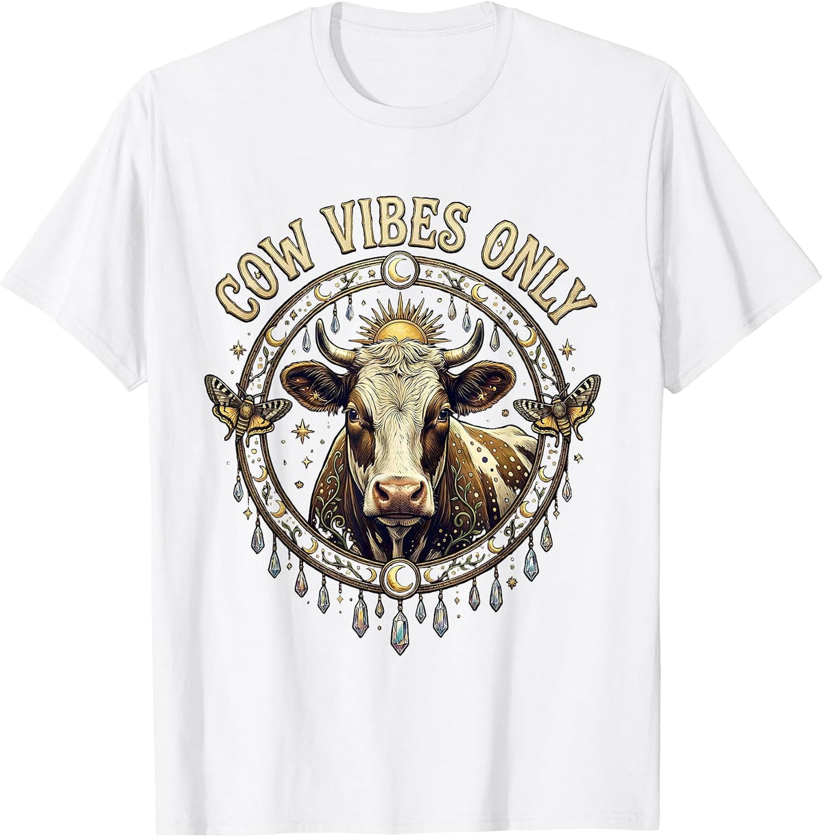 Men's Cow Vibes Only Funny Cattle Lover Design T-Shirt - White
