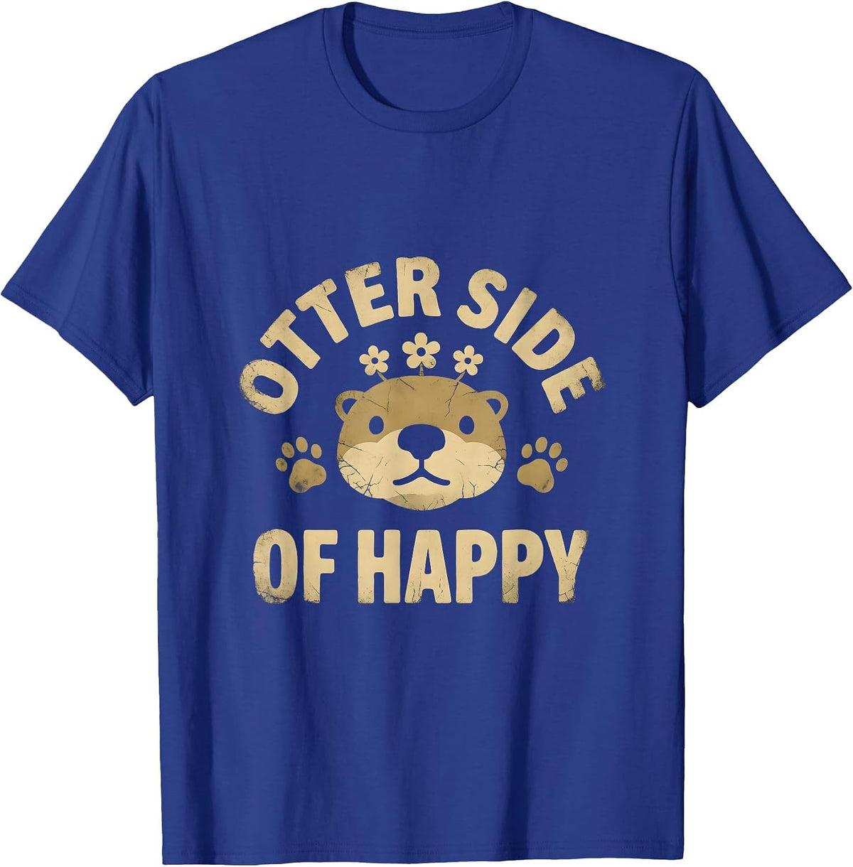 Men's Otter Side of Happy Cute Otter Design T-Shirt - Royal Blue