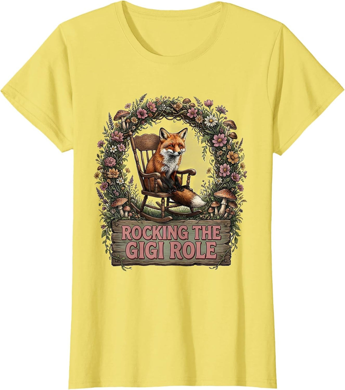 Rocking the Gigi Role Grandma Design T-Shirt - Lemon Yellow