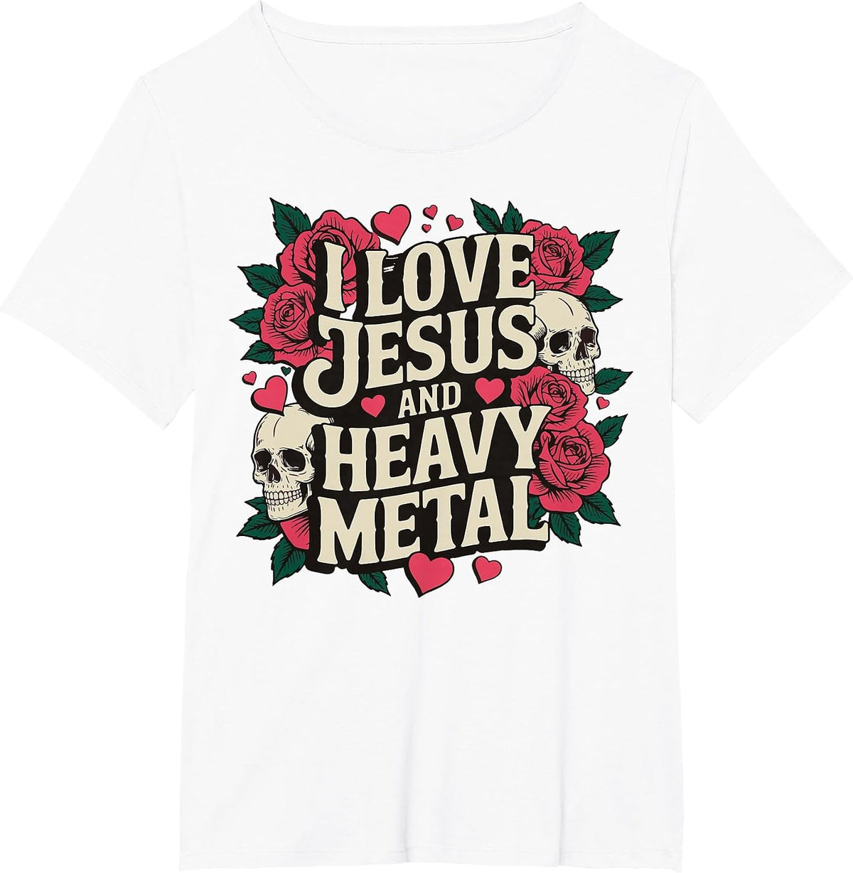 I Love Jesus and Heavy Metal T-Shirt - White
