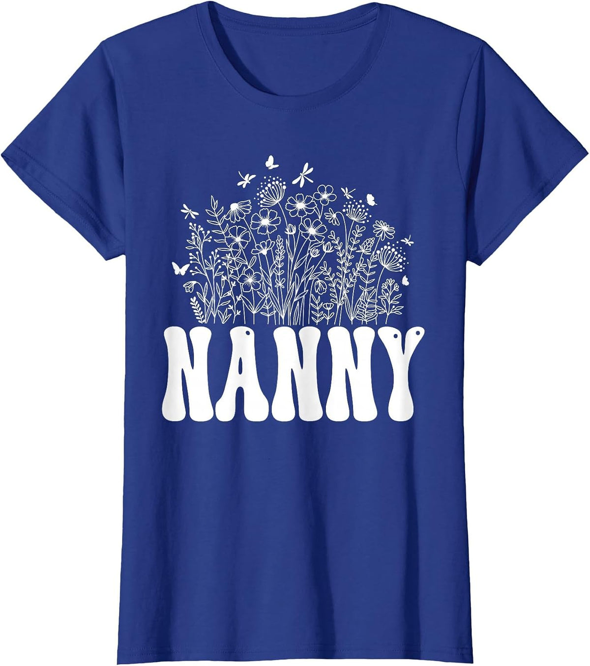 Floral Nanny Tee Wildflower Graphic T-Shirt - Royal Blue
