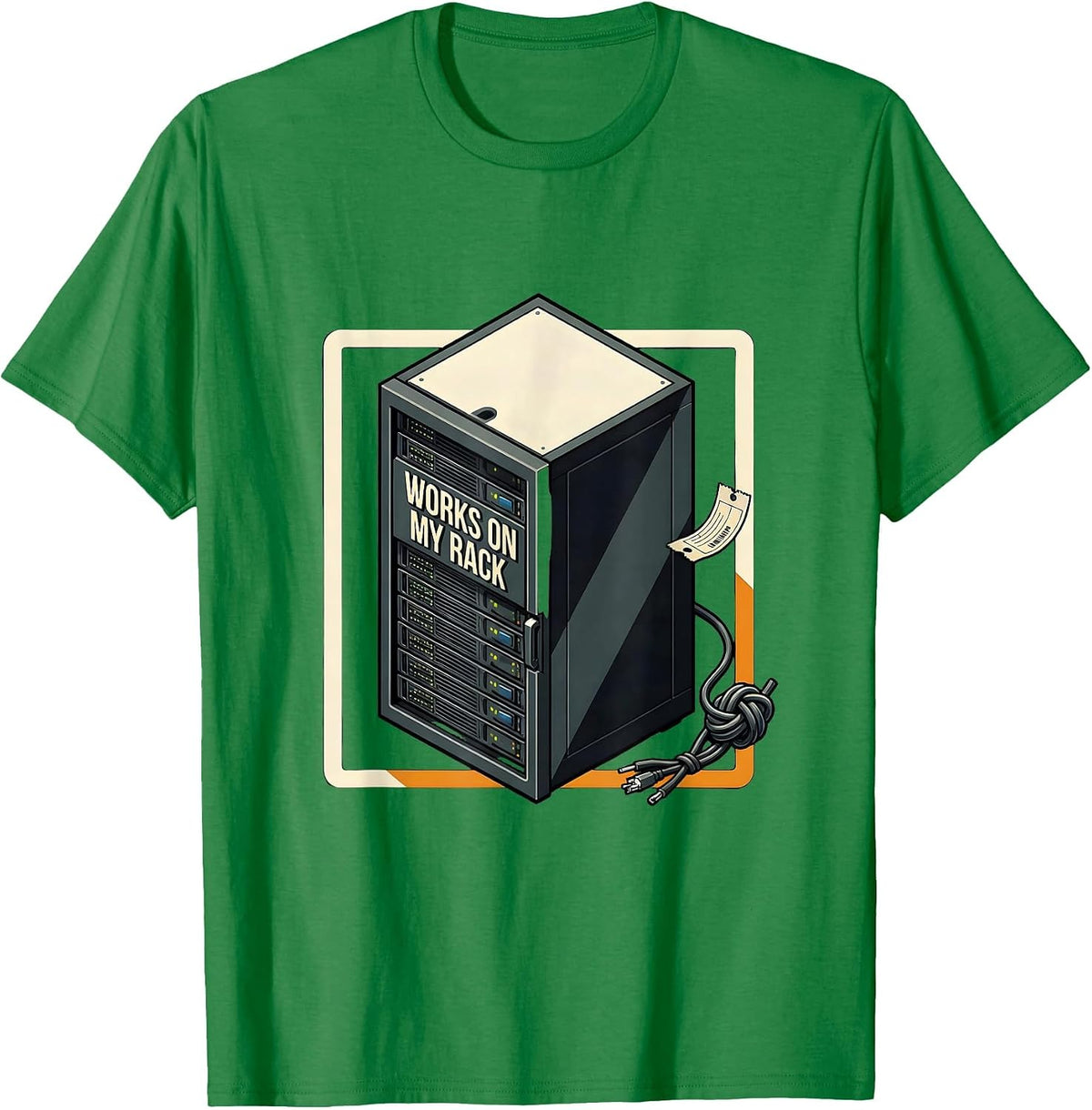 Men's Works On My Rack Funny IT Tech Support Programmer Humor T-Shirt - Kelly Green