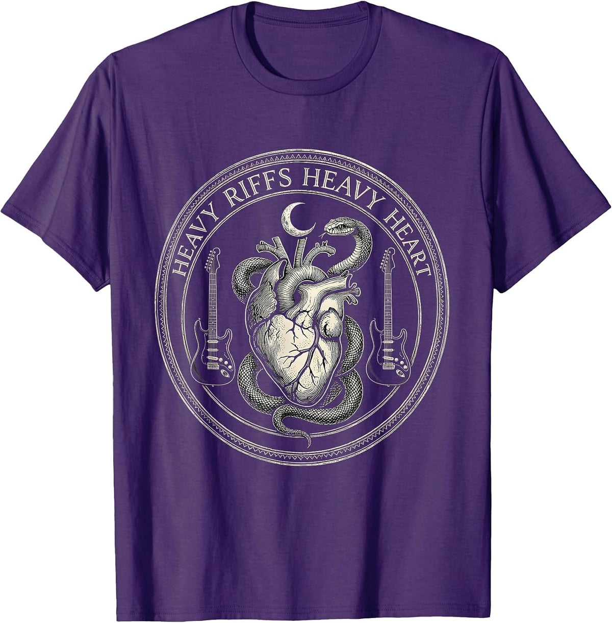 Heavy Riffs Heavy Heart Grunge Music Design T-Shirt - Purple