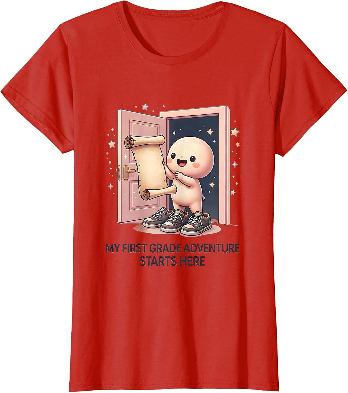 My First Grade Adventure Starts Here Cute Kawaii Back To T-Shirt - Red