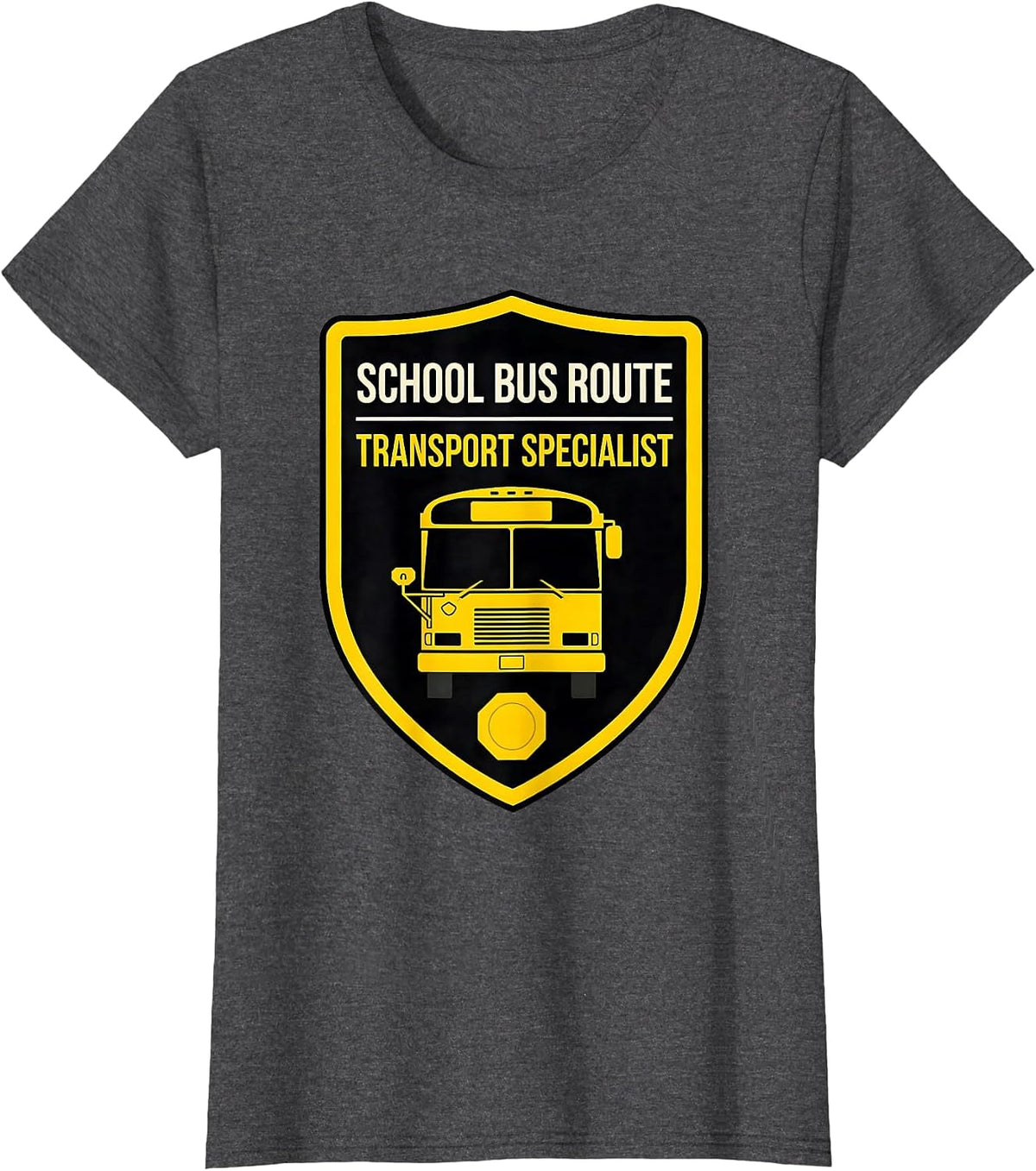 Women's School Bus Route Transport Specialist Funny School Bus T-Shirt - Dark Heather Grey