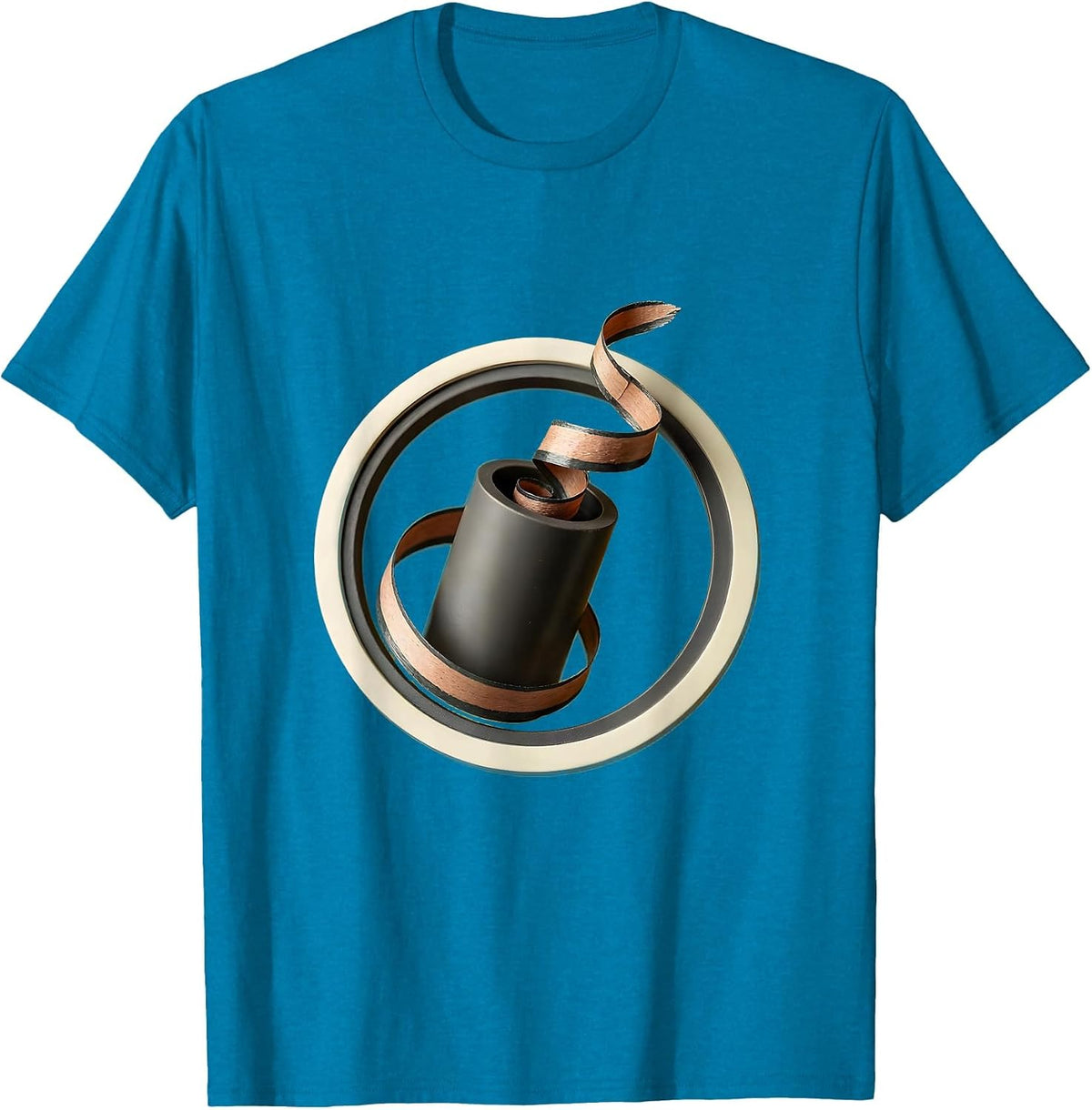 Pencil Sharpener Spiral Shavings Graphic Tee T-Shirt - Sapphire Blue