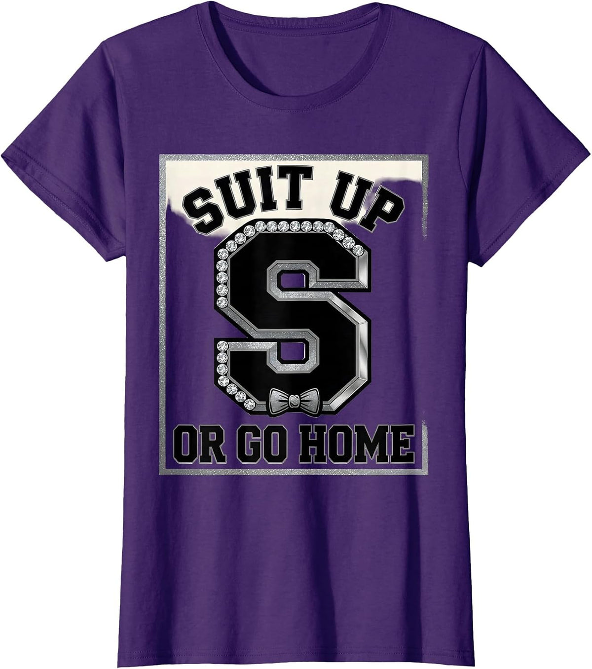 Women's Suit Up Or Go Home Tuxedo Graphic Design T-Shirt - Purple