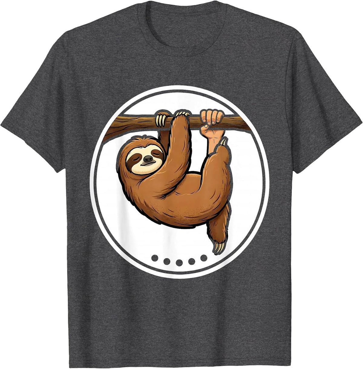 Men's Sloth Hanging Cartoon Animal Lover Humor Gift T-Shirt - Dark Heather Grey