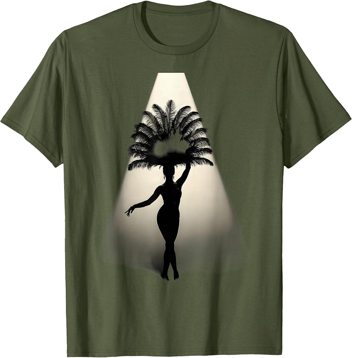 Men's Showgirl Solo Spotlight Graphic Design T-Shirt - Olive Green