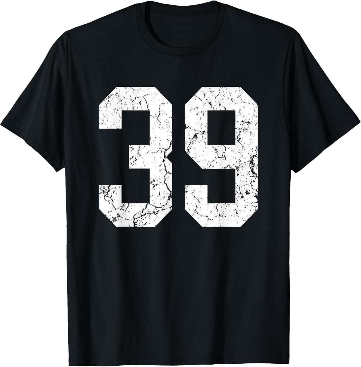 Grunge White Number 39 Jersey Uniform Player Fan T-Shirt - Black