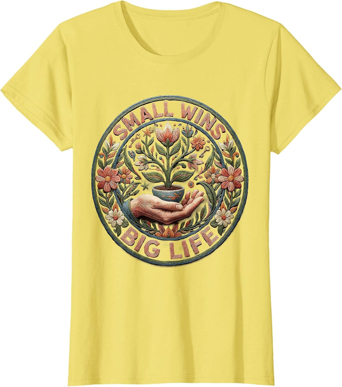 Small Wins Big Life Occupational Therapy Design T-Shirt - Lemon Yellow