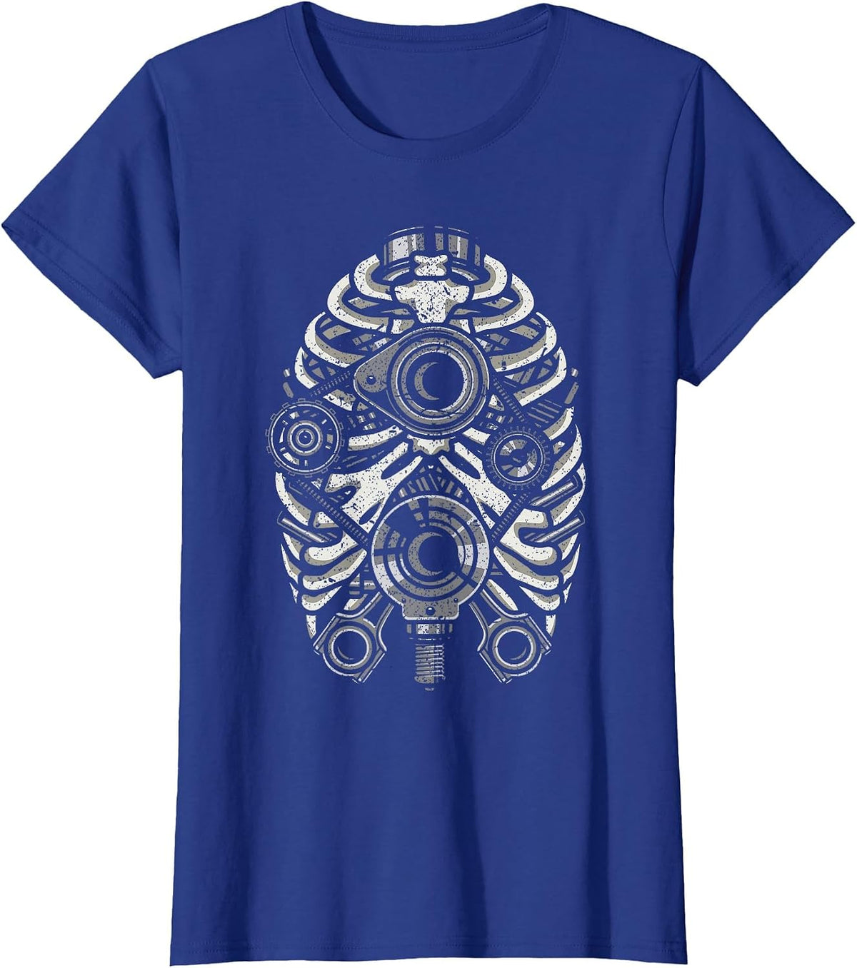 Machine Repair Mechanic Engineer Skeleton Rib Cage Engine T-Shirt - Royal Blue