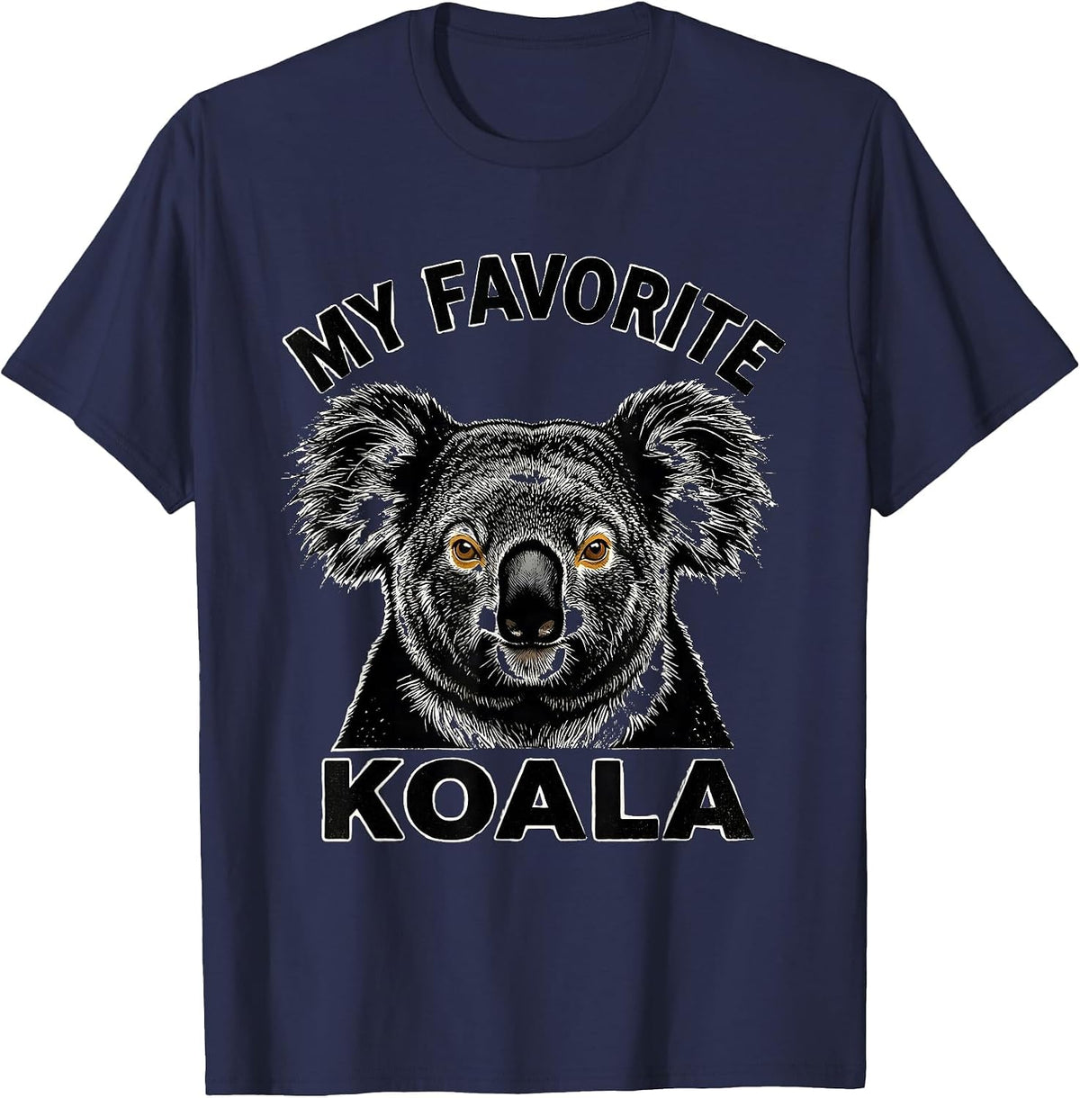 My Favorite Koala Scratchboard Animal Portrait Wildlife Art T-Shirt - Navy Blue