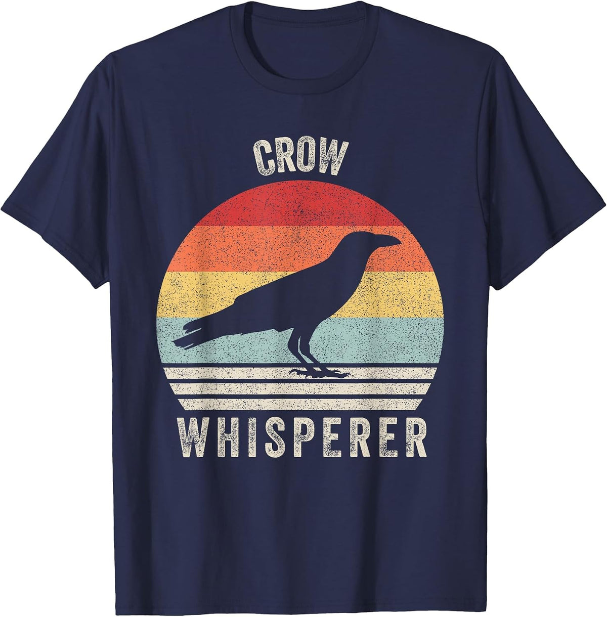 Retro Crow Whisperer Shirt Funny Birds Lover Crow Vintage T-Shirt - Navy Blue