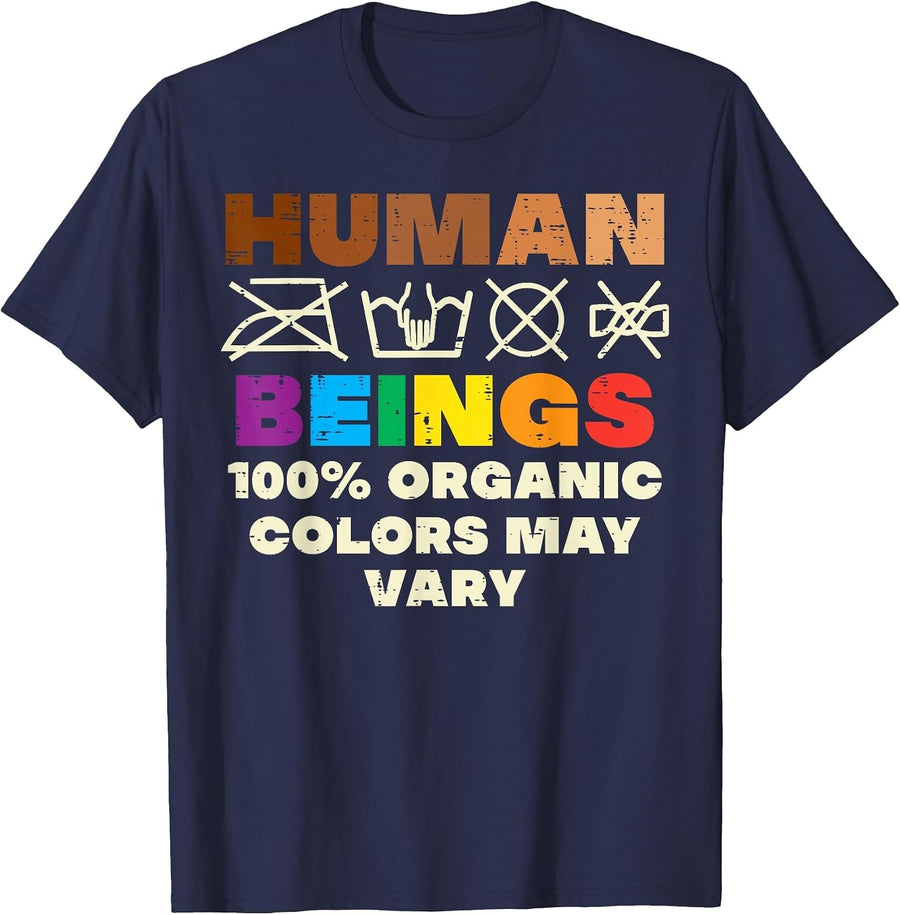 Human Beings Colors Vary BLM Black LGBTQ Rainbow Gay Pride T-Shirt - Navy Blue