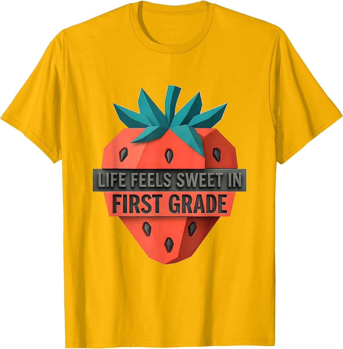Life Feels Sweet In First Grade Midcentury Modern Teacher T-Shirt - Golden Yellow