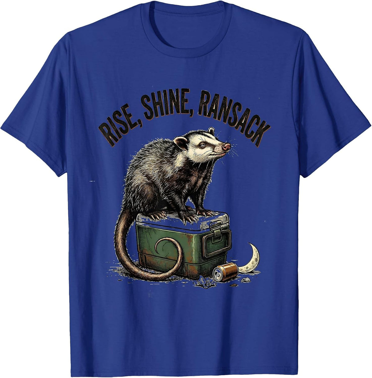Men's Rise Shine Ransack Vintage Opossum Meme Humor T-Shirt - Royal Blue