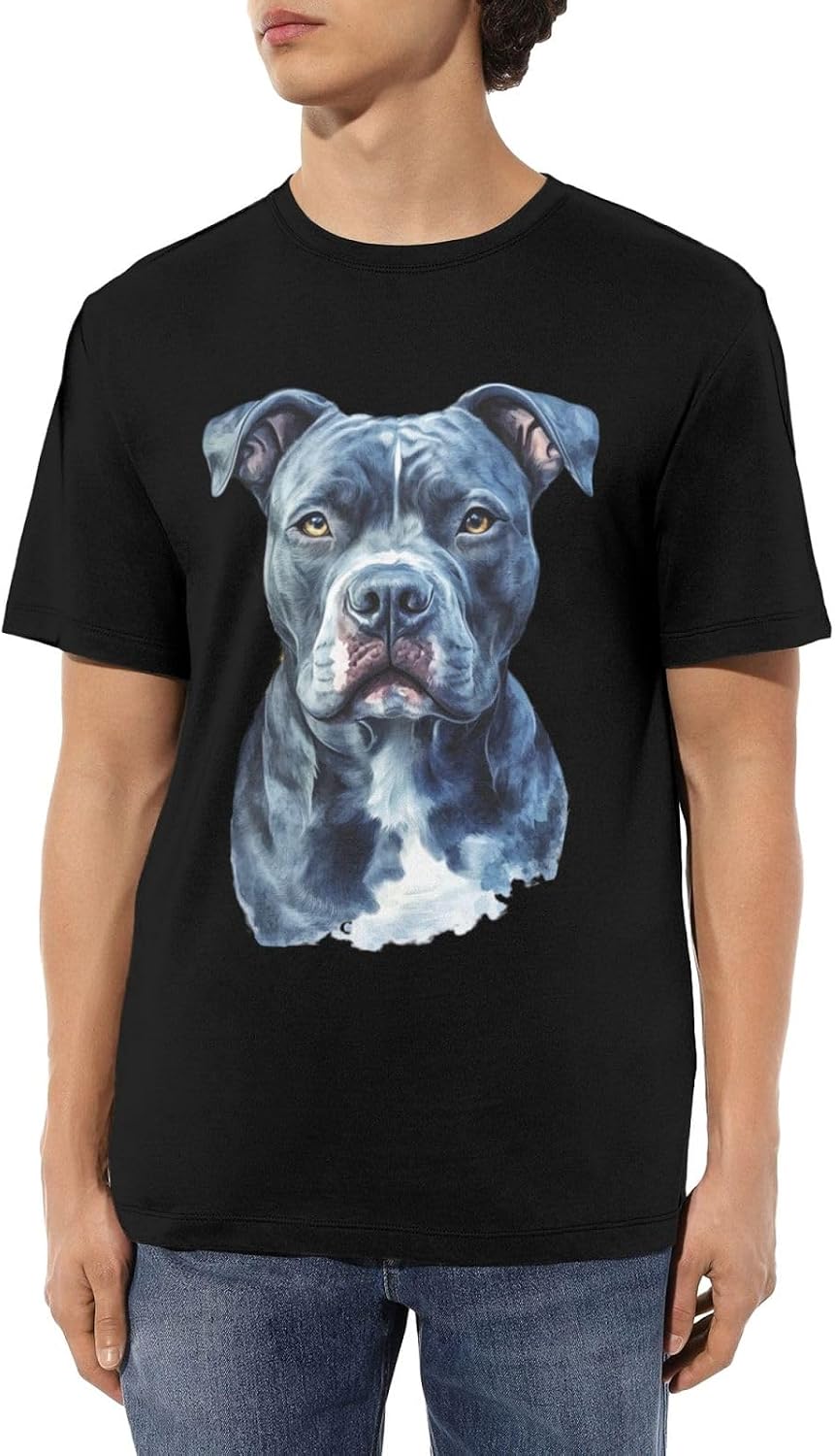 American Pitbull Terrier T-Shirt for Men Aesthetic Dog Tees - Black