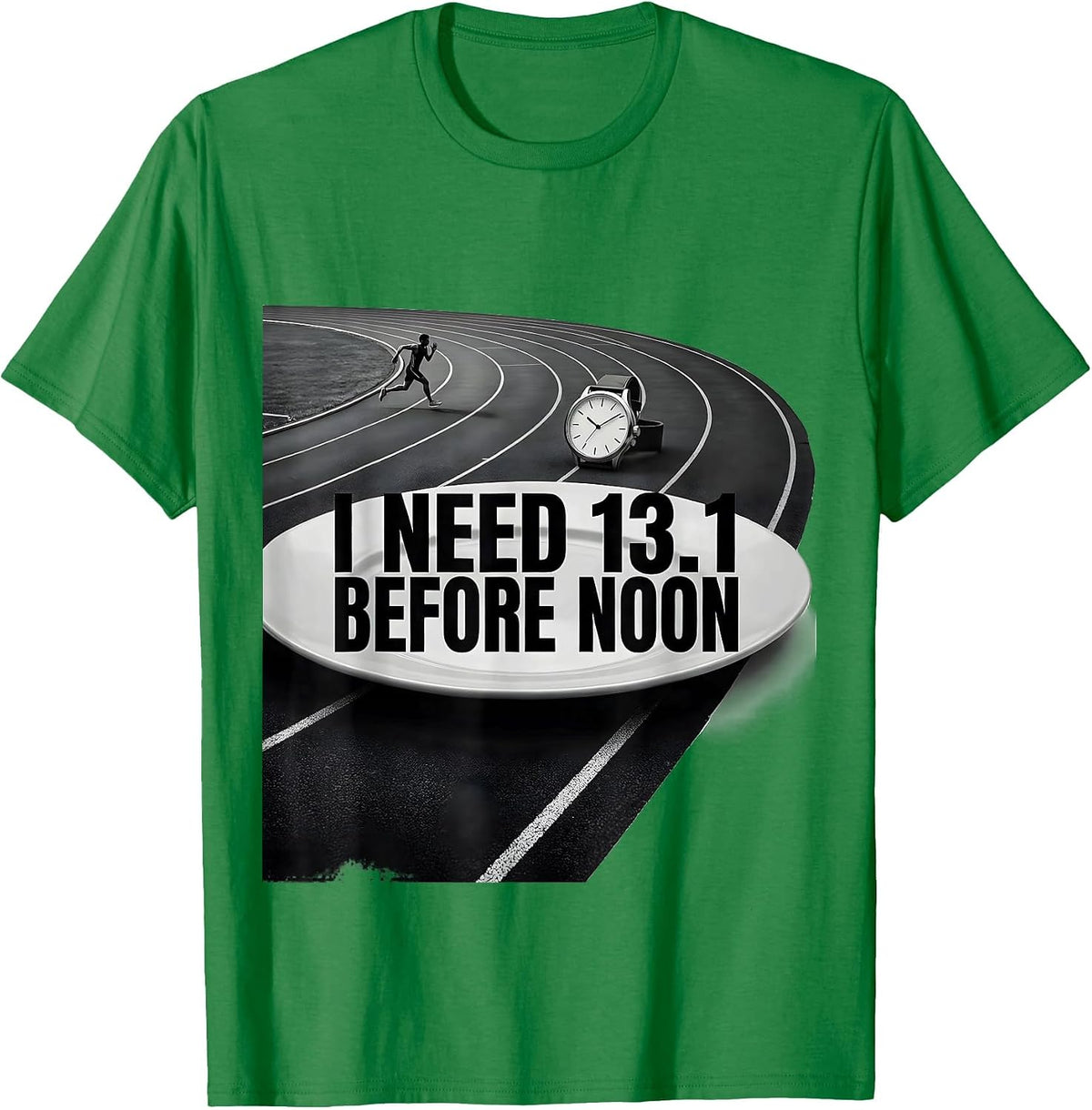 Men's I Need 13.1 Before Noon Funny Runner Marathon Coach Gift T-Shirt - Kelly Green